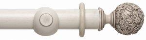 SOLID WOODEN FLORAL BALL CURTAIN POLE