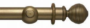 SOLID WOODEN RIBBED BALL CURTAIN POLE