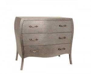CHAMBERY THREE DRAW CHEST OF DRAWERS IN SILVER