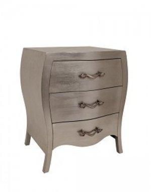 CHAMBERY THREE DRAWER BEDSIDE TABLE IN SILVER