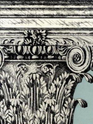 ZOFFANY INTAGLIO CAPITAL - SKY BLUE/CHARCOAL WALLPAPER