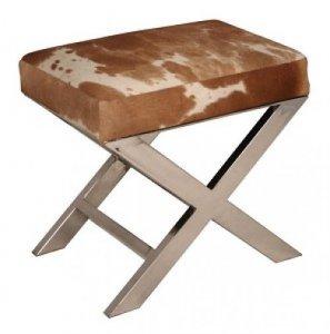 SMALL RAW HIDE BENCH (TAN & WHITE)