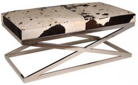 LARGE RAW HIDE BENCH (BLACK & WHITE)