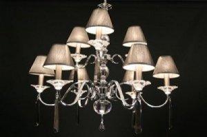 9 ARM NICKEL AND BLACK CRYSTAL CHANDELIER