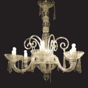 6 BRANCH CLEAR CHANDELIER