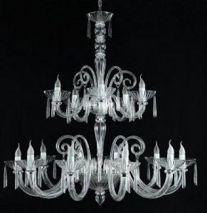 CLEAR GLASS 3 to 15 BRANCH CHANDELIER