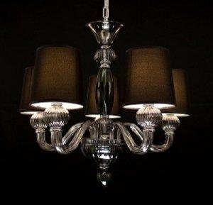 SMOKED GLASS CHANDELIER 5 BRANCH