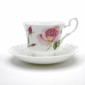 ROY KIRKHAM BONE CHINA | ROSE DU TEMPS TEACUP & SAUCER