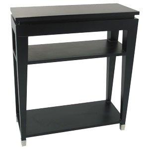 BLACK GLASS TOP CONSOLE TABLE WITH 2 SHELVES
