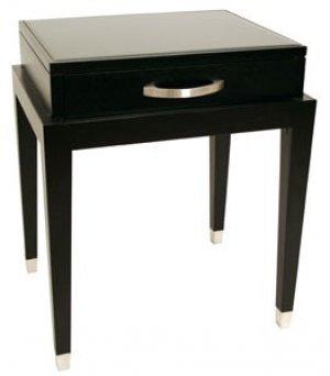 BLACK GLASS TOP LAMP TABLE