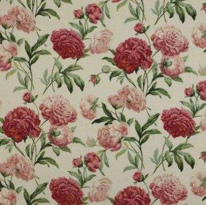 COLEFAX AND FOWLER PEONIES FABRIC RED GREEN