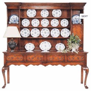 HANDMADE ENGLISH QUEEN ANNE DRESSER & RACK