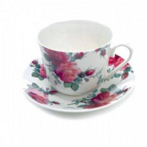 ROY KIRKHAM BONE CHINA | ENGLISH ROSE CHINTZ CHATSWORTH CUP & SAUCER