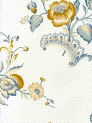 ZOFFANY FLEURS ROCOCO : BLUE : GOLD WALLPAPER