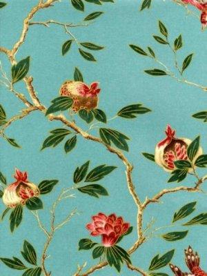 ZOFFANY MANCHU : TURQUOISE WALLPAPER