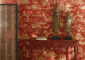 NOBILIS TOILES DE JOUY ET FLEURS SCENES CHINOISES WALLPAPER
