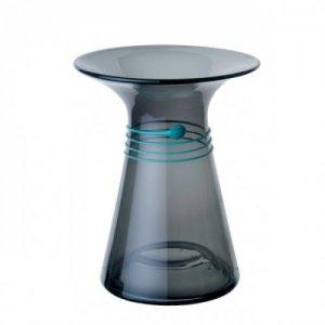 DARTINGTON CRYSTAL LITTLE BLACK DRESS MEDIUM BELTED VASE WITH TURQUOISE TRAIL