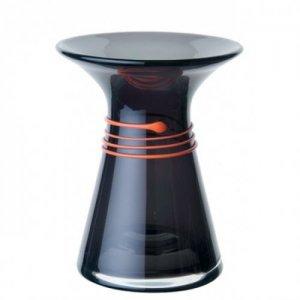DARTINGTON CRYSTAL LITTLE BLACK DRESS TALL BELTED VASE WITH RED TRAIL