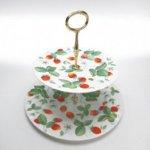 ROY KIRKHAM BONE CHINA | ALPINE STRAWBERRY TWO TIER CAKE PLATE