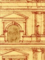 ZOFFANY FACADE - WHEAT/RED WALLPAPER
