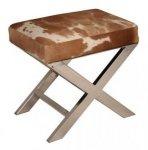 SMALL RAW HIDE BENCH (TAN & WHITE)