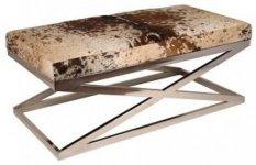 LARGE RAW HIDE BENCH (TAN AND WHITE)