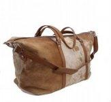 TAN AND WHITE LEATHER BAG - LARGE