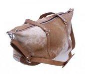 TAN AND WHITE SMALL LEATHER BAG