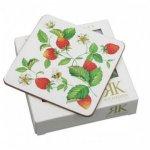 ROY KIRKHAM BONE CHINA | ALPINE STRAWBERRY CORKED BACKED COASTERS