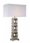 ANTIQUE SILVER SQUARES TABLE LAMP