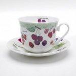 ROY KIRKHAM BONE CHINA | BERRIES & CHERRIES CHATSWORTH LARGE CUP & SAUCER