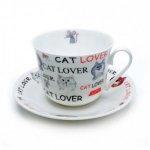 ROY KIRKHAM BONE CHINA | '' I LOVE MY CAT '' CATSWORTH LARGE CUP & SAUCER