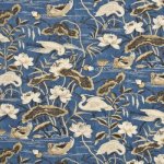 GP & J BAKER HERON & LOTUS FLOWER LINEN FABRIC BP10308