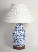 ALEXANDERS BLUE/WHITE FLORAL TEMPLE JAR LAMP 38 CM