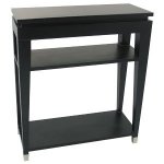 BLACK CONSOLE TABLE WITH 2 SHELVES