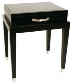 BLACK GLASS TOP LAMP TABLE