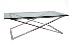 GLASS TOP COFFEE TABLE WITH STAINLESS STEEL LEGS