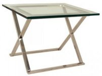 GLASS TOP SIDE TABLE WITH STAINLESS STEEL LEGS