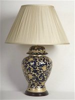 ALEXANDERS  GOLD ARABESQUE/BLUE TEMPLE JAR LAMP
