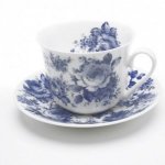 ROY KIRKHAM BONE CHINA | BLUE ENGLISH CHINTZ CHATSWORTH BREAKFAST CUP & SAUCER