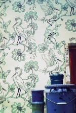 Borderline Egrets Pale Sage Wallpaper