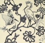 Borderline Egrets Black Wallpaper