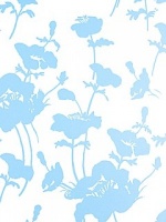 Borderline Floral Chalk Blue Wallpaper
