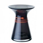 DARTINGTON CRYSTAL LITTLE BLACK DRESS SMALL BELTED VASE WITH ORANGE TRAIL