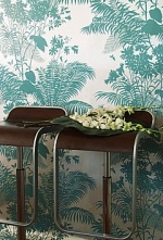 Borderline Shadow Floral Dusty Turquoise Wallpaper