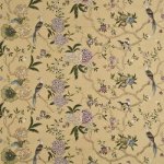 GP & J BAKER ORIENTAL BIRD EMBROIDERY SILK FABRIC