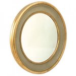 GREEN AND GOLD FRAME ROUND MIRROR